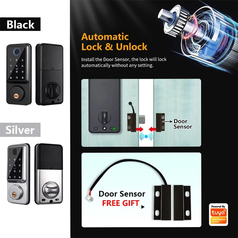 Tuya Wifi TTLock App Lock Fingerprint Door Sensor Fechadura Eletronic Digital Password