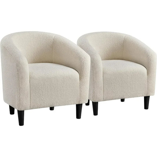 Barrel Chairs, Furry Accent Chairs Set of 2