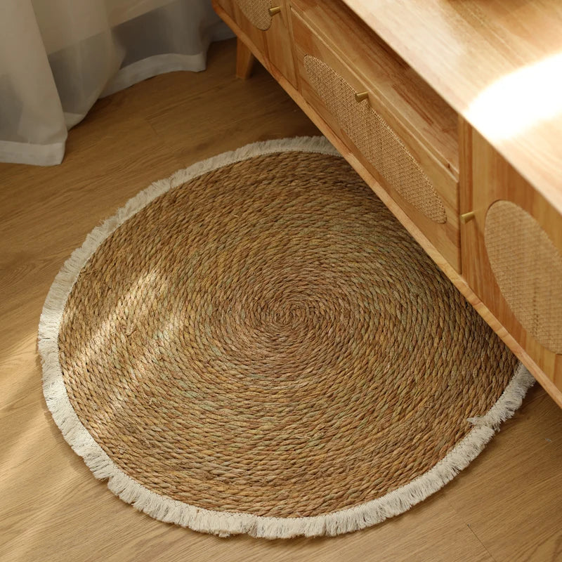 Woven Area Rug, Natural, Solid Farmhouse Design