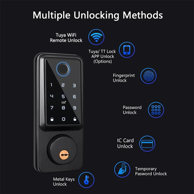 Tuya Wifi TTLock App Lock Fingerprint Door Sensor Fechadura Eletronic Digital Password