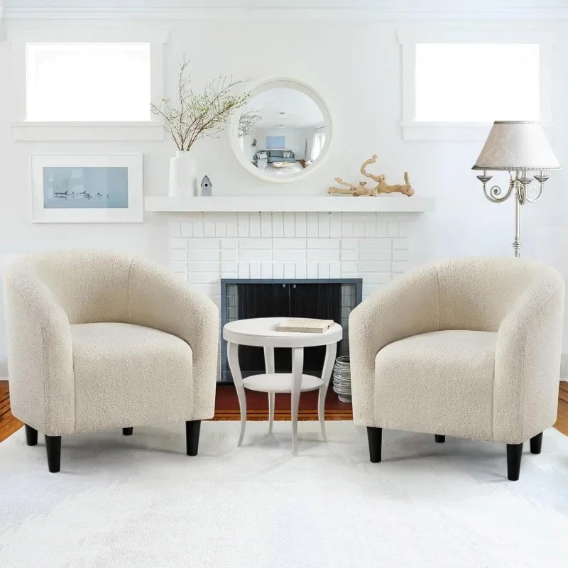 Barrel Chairs, Furry Accent Chairs Set of 2