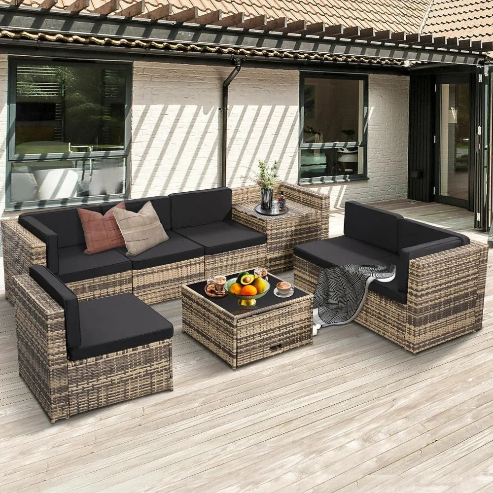 8 Pieces Outdoor Wicker Rattan Patio Furniture