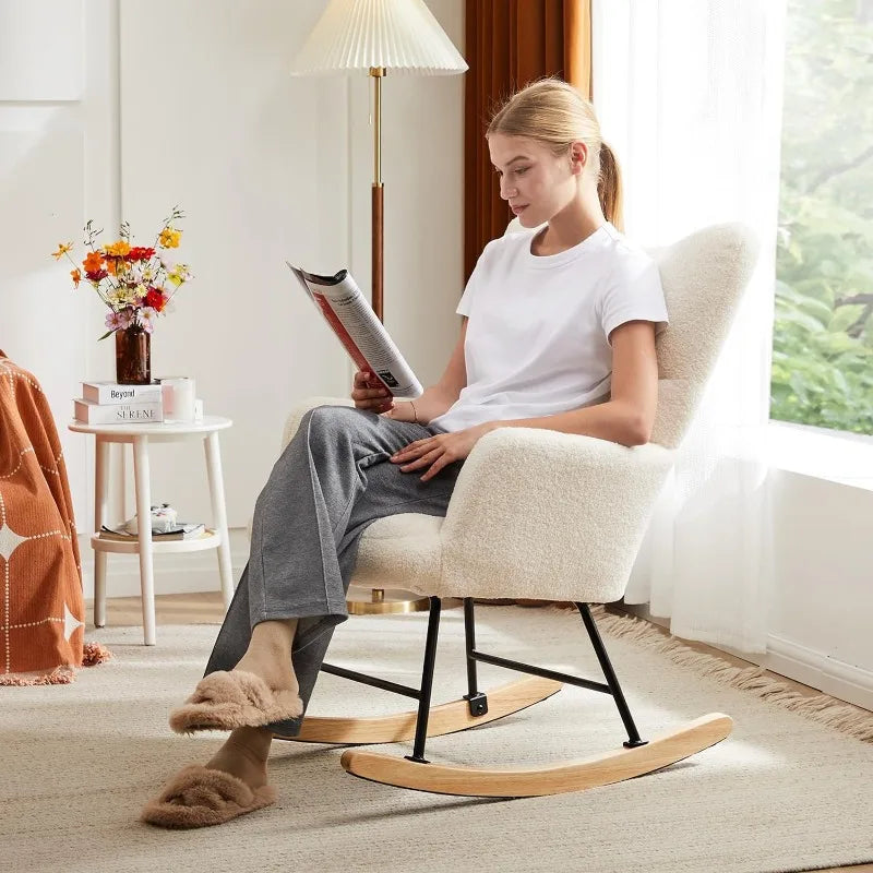 Nursery Rocking Chair Comfy Side for Living Room