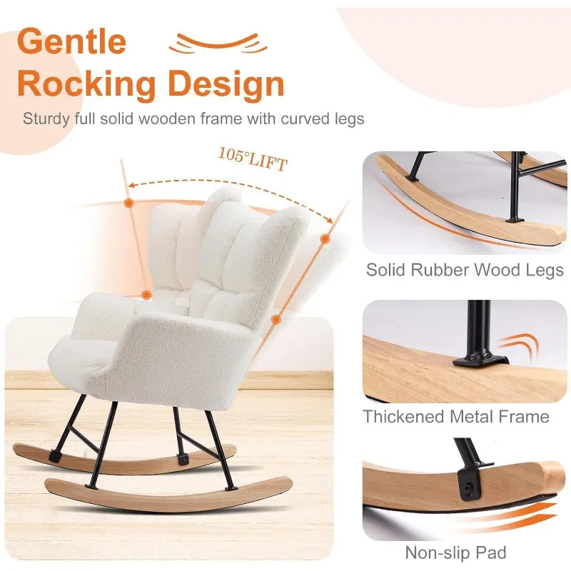 Nursery Rocking Chair Comfy Side for Living Room