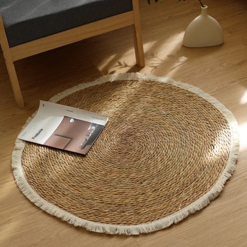 Woven Area Rug, Natural, Solid Farmhouse Design