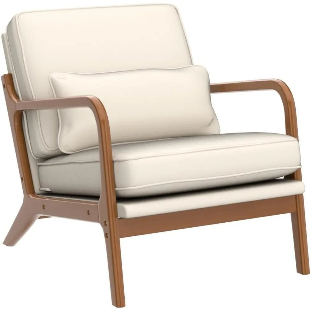 Hatab Mid Century Modern Accent Chair, Soild Wood Padding Lounge