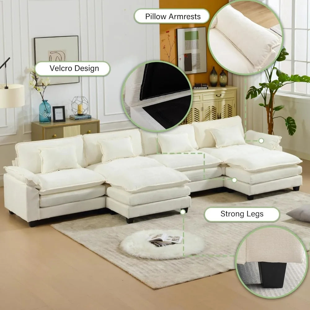 Living Room Sofas,U Shaped Sectional Sofa Comfy Cloud Couch