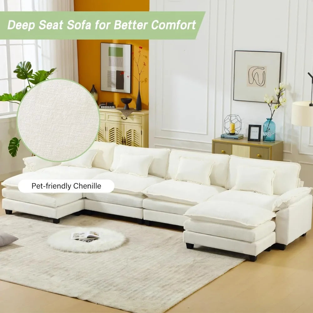 Living Room Sofas,U Shaped Sectional Sofa Comfy Cloud Couch