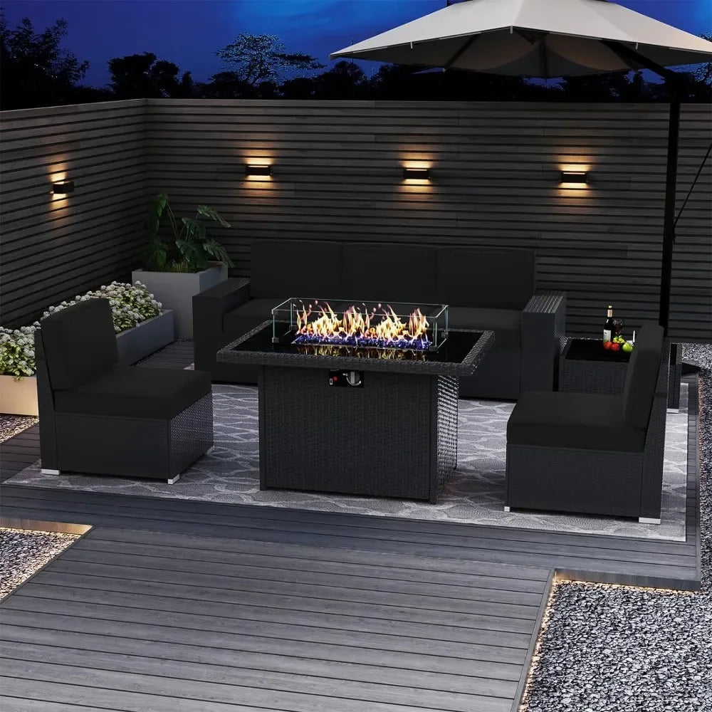 Outdoor Patio Furniture Set with Fire Pit Table, & Coffee Table