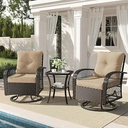 3 Pieces Patio Furniture Set,Outdoor Swivel Glider Rocker