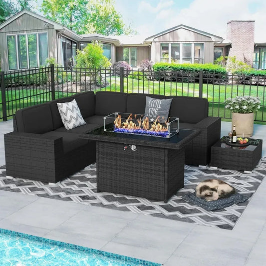 Outdoor Patio Furniture Set with Fire Pit Table, & Coffee Table