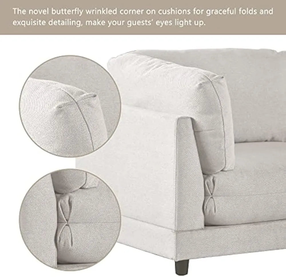 Sectional Comfy Cloud Living Room,L-Shape Chaise Lounge and Comfortable Waist Pillows