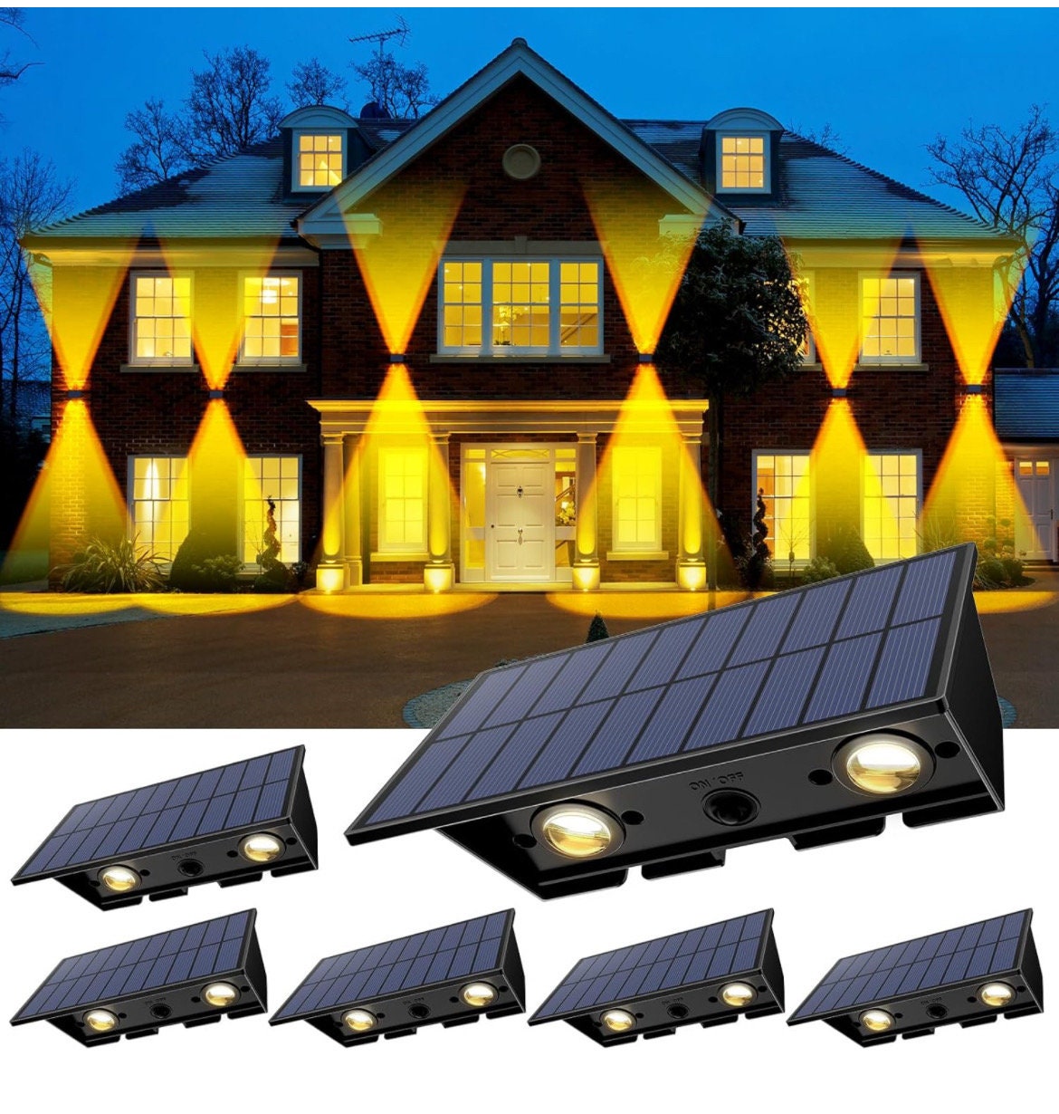 Solar fence and solar wall outdoor Lights 8 pcs Solar Step Lights Outdoor Waterproof Led Solar Fence Lamp for decks, steps..