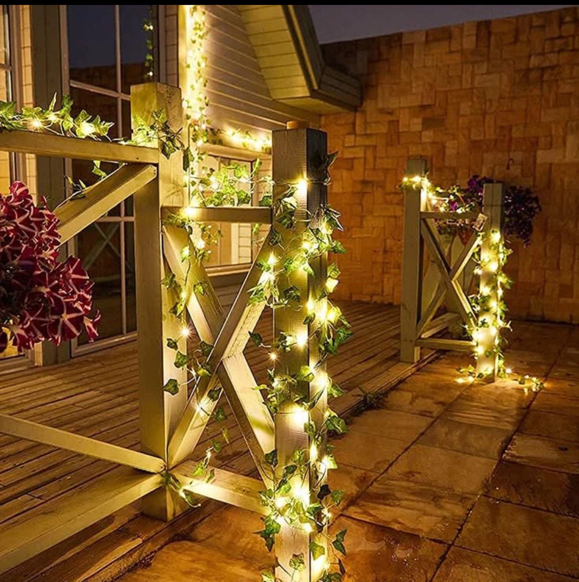 Solar Fairy Lights Outdoor, Solar String Lights with Ivy, Solar Plant Vine Lights for Camping Outside Garden Yard Fence Wall solar decks