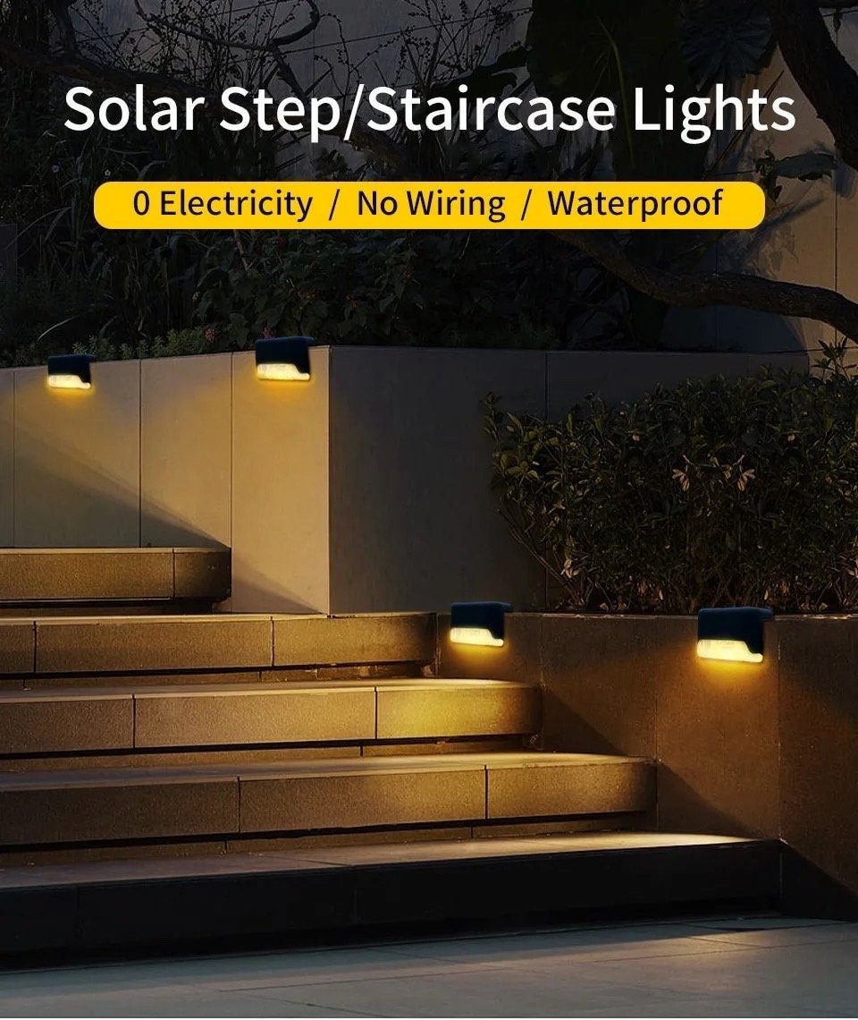 Solar Deck Lights 8 pcs Solar Step Lights Outdoor Waterproof Led Solar Fence Lamp for decks, steps..