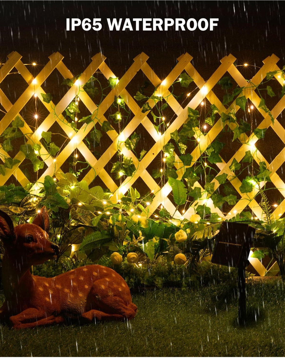 Solar Fairy Lights Outdoor, Solar String Lights with Ivy, Solar Plant Vine Lights for Camping Outside Garden Yard Fence Wall solar decks