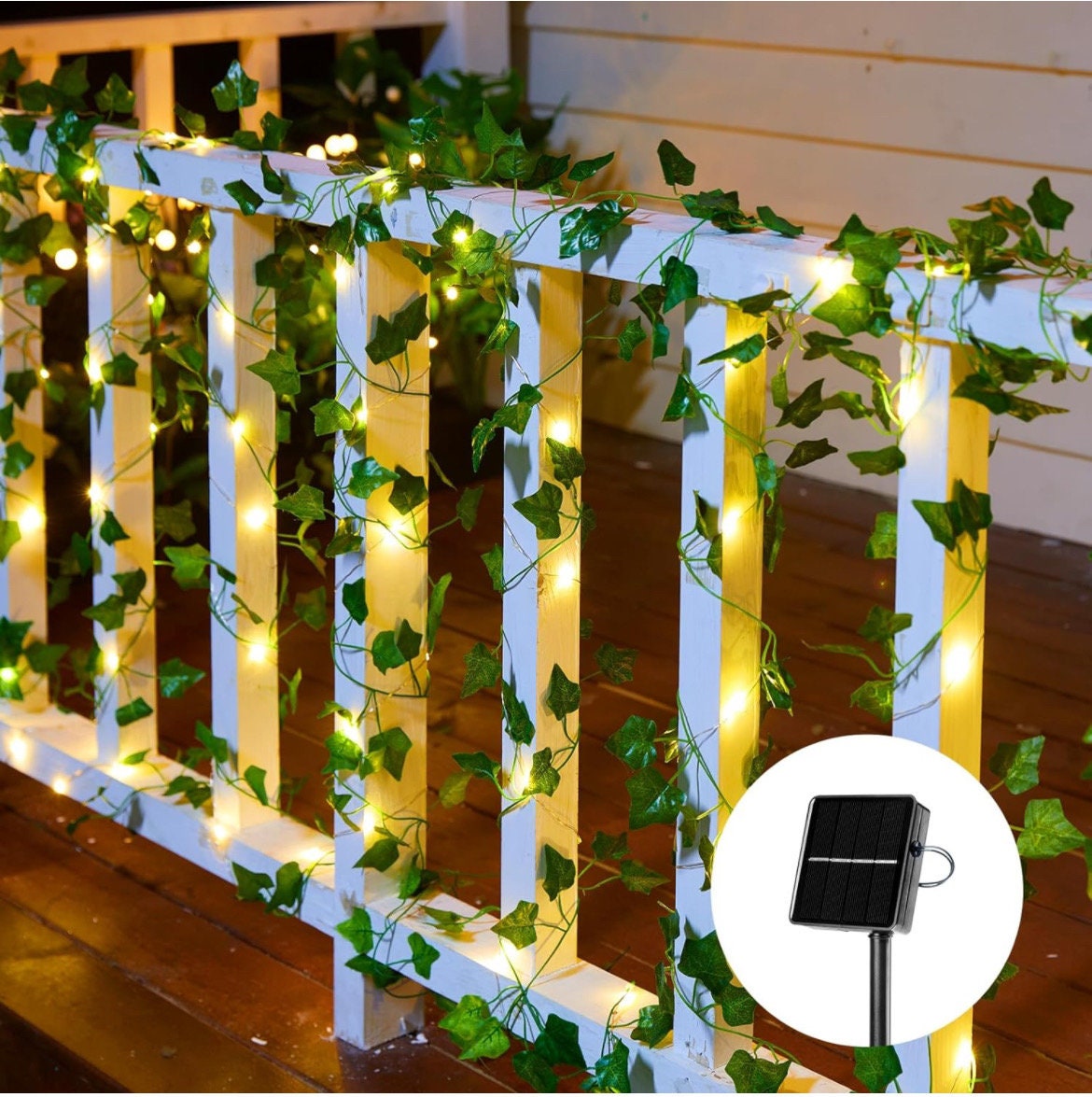 Solar Fairy Lights Outdoor, Solar String Lights with Ivy, Solar Plant Vine Lights for Camping Outside Garden Yard Fence Wall solar decks